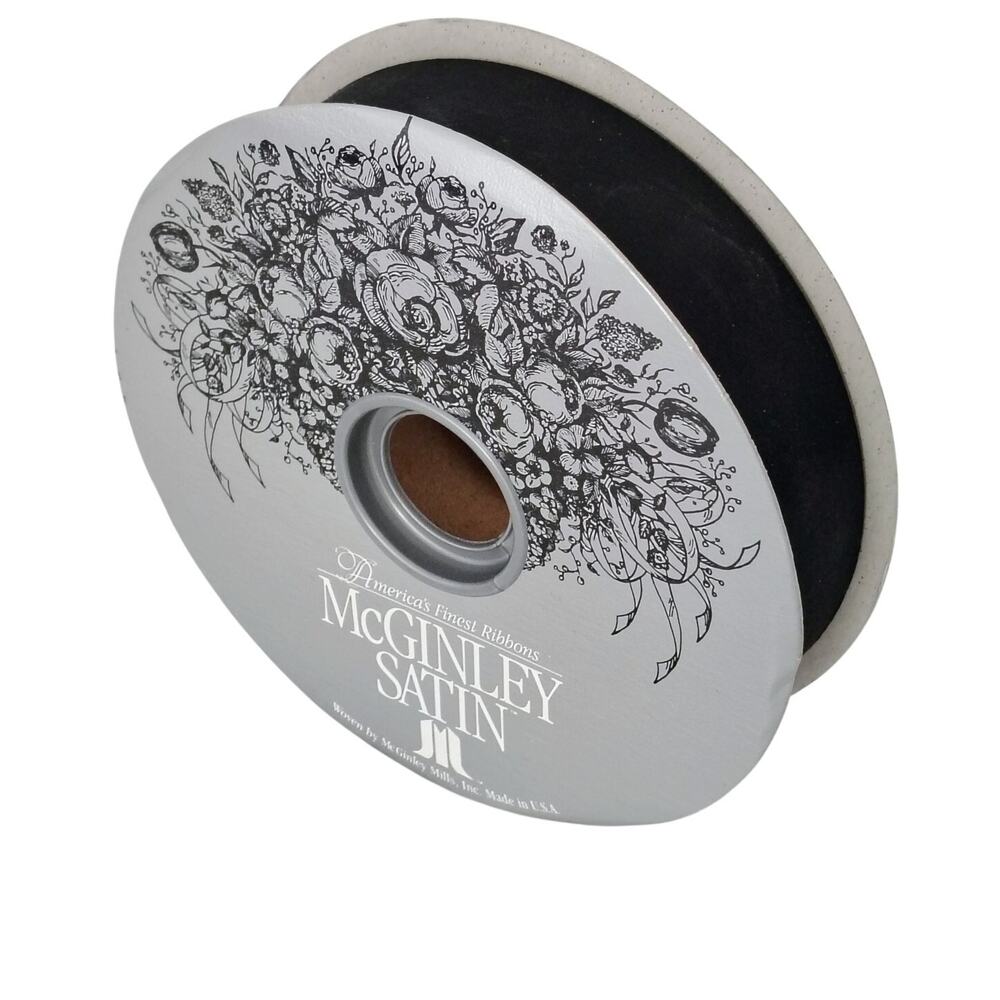 McGinley Satin Ribbon Black #9 1 5/16" x 100 Yards Acetate Spool NEW Craft